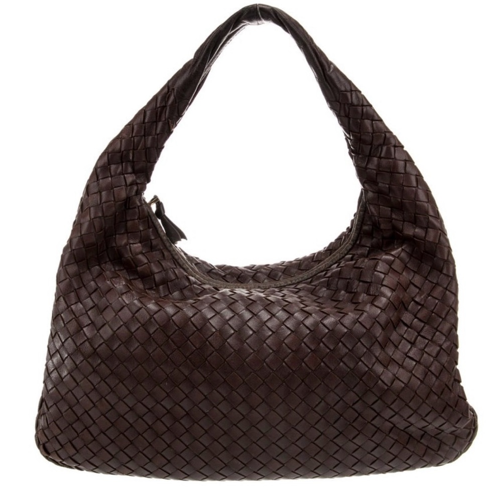 Bottega Veneta Woven Leather Hobo Bag in Dark Brown